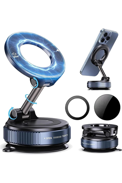 360 Derece Dönebilen Güçlü Vakumlu Magsafe Araç İçi ve Masa Üstü Halka Telefon Tutucu