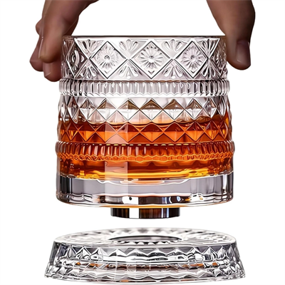 360 Derece Dönen Bardak - 280 ml - Kristal Cam