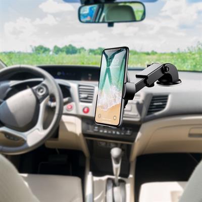 360 Derece Dönen Torpido Üstü Uzunluk Ayarlamalı Vantuzlu Teleskopik Araç Telefon Tutucu (3936)