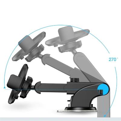 360 Derece Dönen Torpido Üstü Uzunluk Ayarlamalı Vantuzlu Teleskopik Araç Telefon Tutucu (3936)
