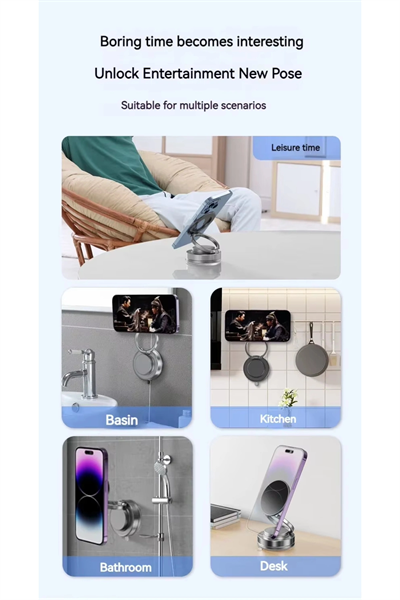 360 Dönebilen Araç İçi Telefon Tutucu Vakumlu Magsafe Destekli Masa Üstü Duvar Halka Telefon Tutucu