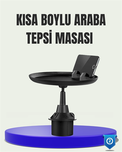 360° Döner Araç Bardaklık Tepsisi Geniş Yemek Alanlı Telefon Standlı