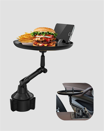 360° Döner Araç Bardaklık Tepsisi Geniş Yemek Alanlı Telefon Standlı