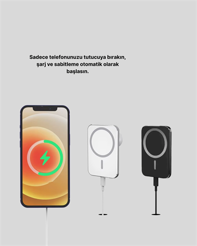 360° Döner Başlıklı MagSafe Araç Telefon Tutucu 15W Güvenli Kablosuz Şarj