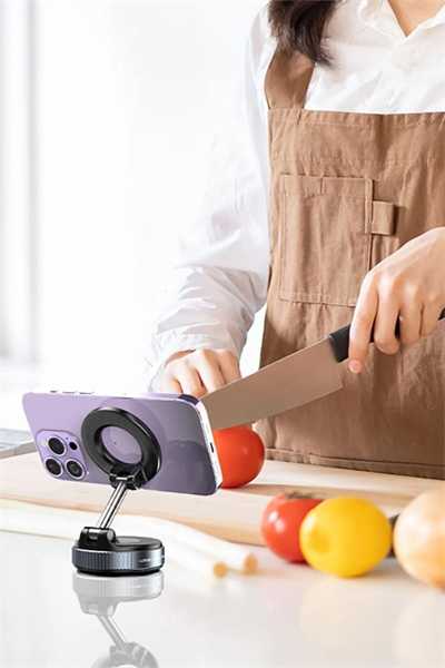 360° Döner Başlıklı Vakumlu Emişli Manyetik Telefon Tutucu – Güçlü Mıknatıslı, İz Bırakmaz