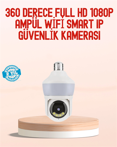 360° Full HD Wi-Fi Akıllı Ampül Kamera Gece Görüşlü