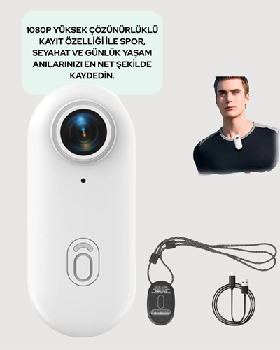 360° Klipsli Manyetik Spor Kamera Yüksek Çözünürlük