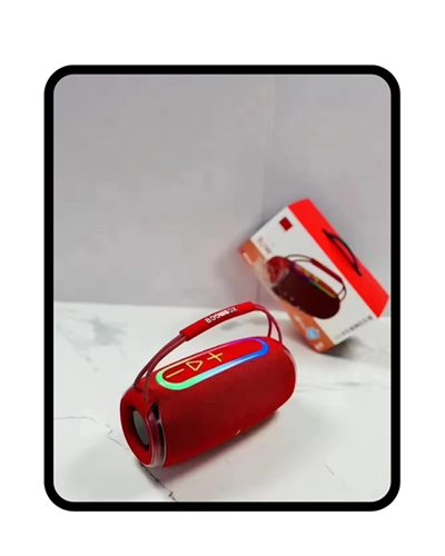 360 RGB LEDli Taşınabilir Bluetooth Hoparlör – Kırmızı, USB/TF Destekli