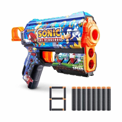 36648 X-Shot Skins Flux Sonic The Hedgehog 8 Mermili Sünger Dart Atan Silah 21 cm