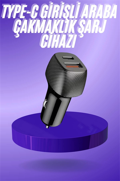 38W USB Type-C Girişli Oto Çakmaklık Araç İçi Hızlı Şarj Çakmaklık Şarj Aleti