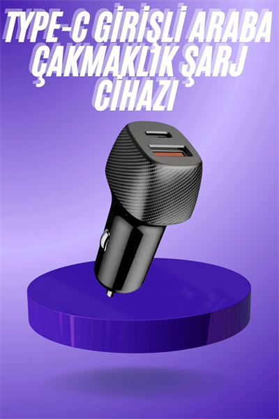 38W USB Type-C Girişli Oto Çakmaklık Araç İçi Hızlı Şarj Çakmaklık Şarj Aleti
