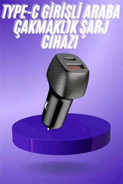 38W USB Type-C Girişli Oto Çakmaklık Araç İçi Hızlı Şarj Çakmaklık Şarj Aleti