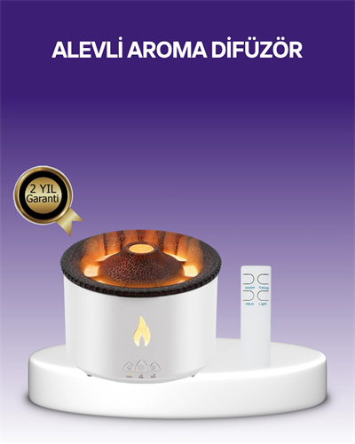 3D Alev Efektli Hava Nemlendirici – Uzaktan Kumandalı ve 8 Saat Çalışma Süreli