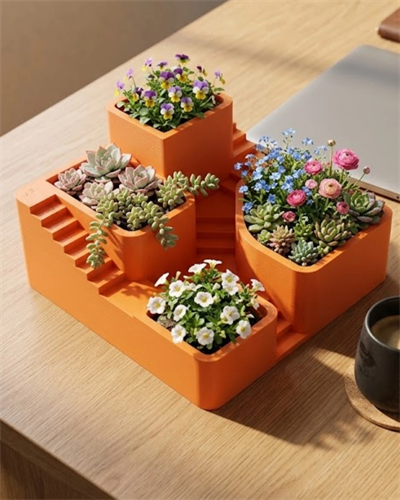 3D Baskı Çoklu Kaktüs ve Sukulent Saksı Seti Şık Tasarım Dekoratif Bitki Düzenleyici