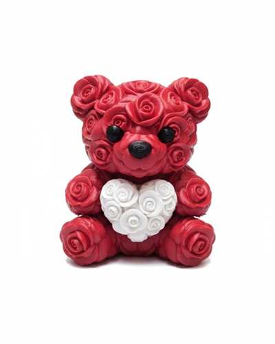 3D Baskı Kalpli Ayıcık 10cm Romantik Masaüstü Dekor