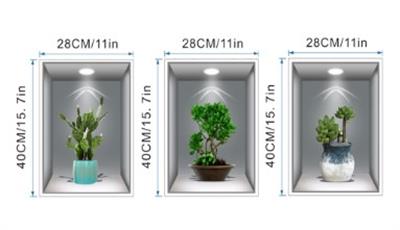 3D Çiçek Vazo Duvar Sticker 3 lü Set GRİ Fon (3936)