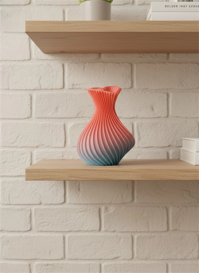 3D Dalga Desenli Kalp Formlu Dekoratif Vazo Pembe 15 cm