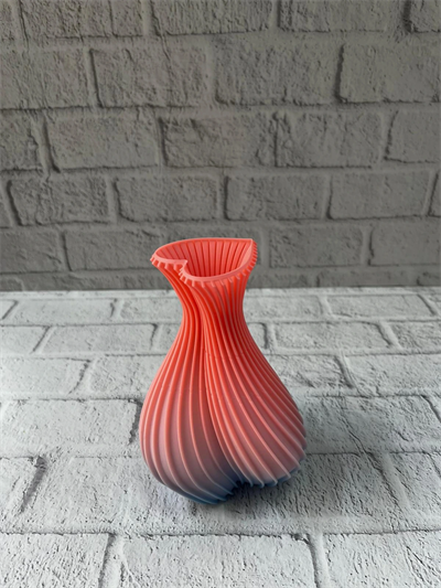 3D Dalga Desenli Kalp Formlu Dekoratif Vazo Pembe 15 cm