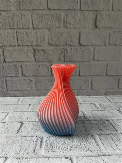3D Dalga Desenli Kalp Formlu Dekoratif Vazo Pembe 15 cm