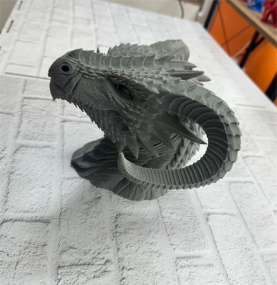 3D Ejderha Başı Heykeli Koleksiyonluk Dekoratif Figür 22x17 cm