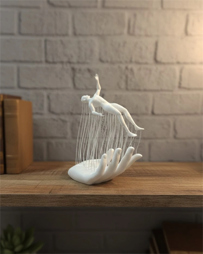 3D El Formlu İnsan Figürü Beyaz Modern Ev ve Ofis Dekoru