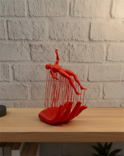 3D El Formlu İnsan Figürü Kırmızı Soyut Tasarım Dekoratif Biblo 12x18 cm