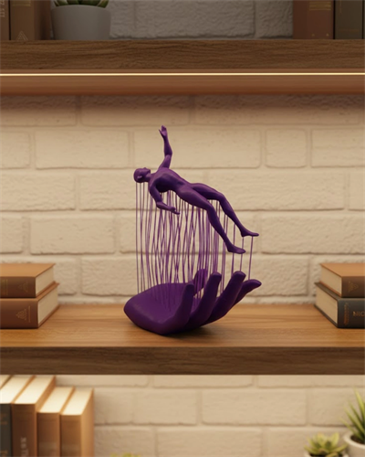 3D El Formlu İnsan Figürü Mor Özgün Sanat Biblosu 12x18 cm