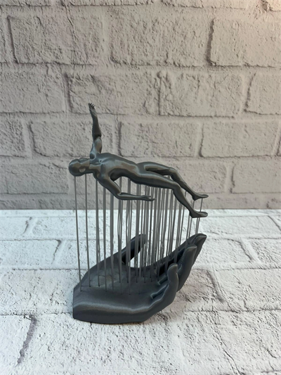 3D El İnsan Figürü Gri Soyut Modern Dekoratif Biblo