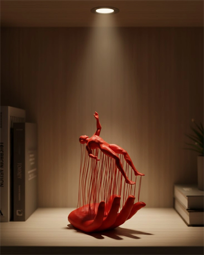 3D El Üzerinde İnsan Figürü Kırmızı Sanatsal Masa Üstü Dekor 12x18 cm