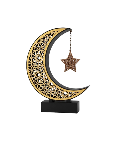 3D Hilal Yıldız Dekor 23x23 cm Ramazan Özel Masa Üstü Süs