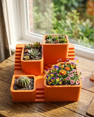 3D Kaktüs Saksı Seti Çok Bölmeli Modern Dekoratif Masaüstü Bitki Standı