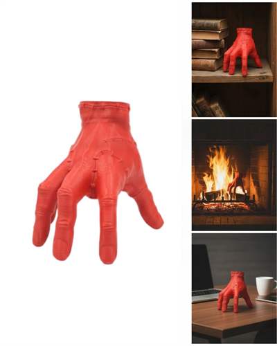 3D Kırmızı El Biblo 17x16 cm Sanatsal ve Dikkat Çekici Dekor