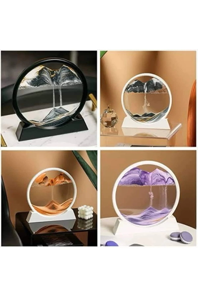 3D Led Işıklı Kum Saati Gece Lambası Hareketli Sulu Kum Saati Dekoratif