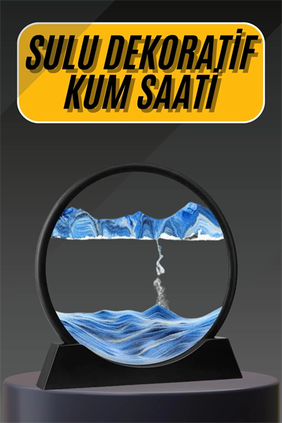 3D Led Işıklı Kum Saati Gece Lambası Hareketli Sulu Kum Saati Dekoratif