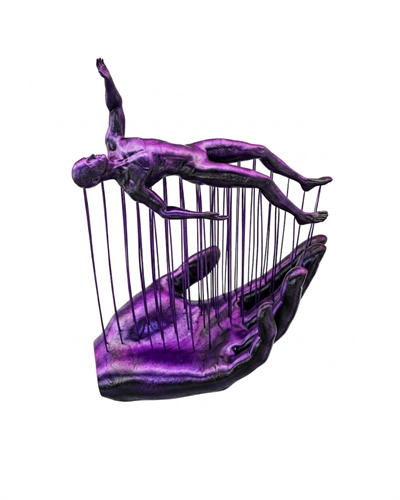 3D Mor İnsan Figürü Dekoratif Duvar ve Masa Üstü Sanat Objesi