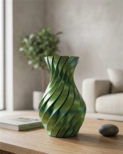 3D Spiral Yeşil Vazo Modern Tasarım Dekoratif Ev Aksesuarı