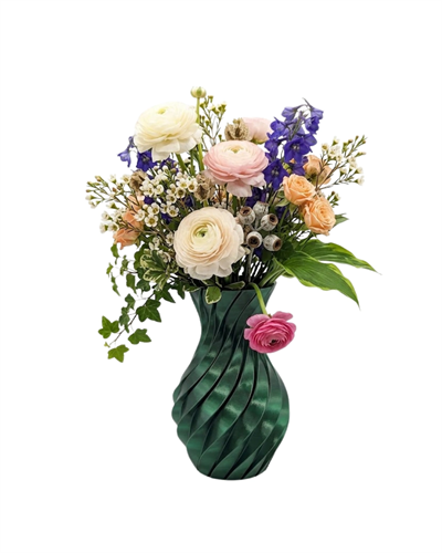 3D Spiral Yeşil Vazo Modern Tasarım Dekoratif Ev ve Ofis Aksesuarı