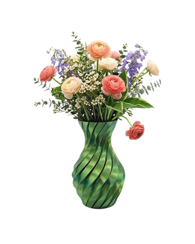 3D Spiral Yeşil Vazo Modern Tasarım Dekoratif Ev Aksesuarı