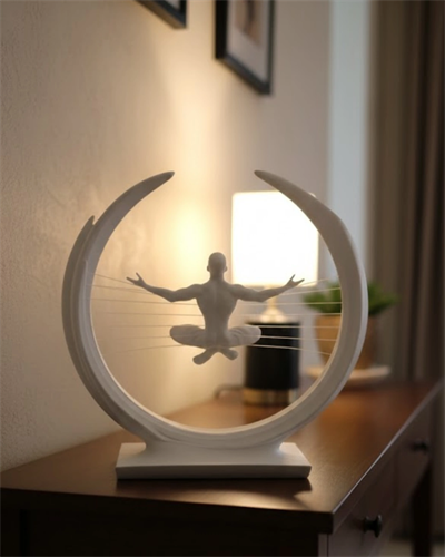 3D Zen Heykeli Ay Formlu Meditasyon Yapan İnsan Figürü Dekor