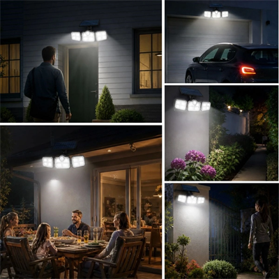 3'lü 122 Ledli Güneş Enerjili Hareket Sensörlü Aydınlatma, Dış Mekan Duvar Ve Bahçe Lambası Solar Led Bx40