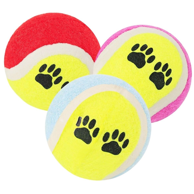 3'lü Renkli Desenli Tenis Topu Kedi Köpek Oyuncağı Bx40