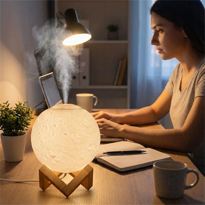3d Ay Tasarımlı Su Yenilemeli Usb Hava Nemlendiricisi – Dokunmatik, 3 Renk Işık Modlu (gün Işığı / Beyaz / Sarı Işık) gece Lambası Bx40