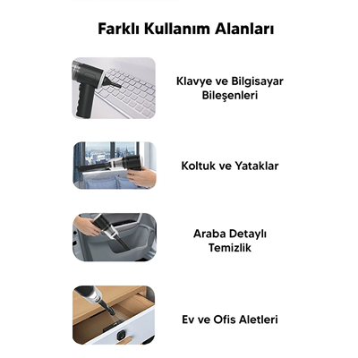 3in1 Çekme - Üfleme Oto-araç - Ev El Tipi Süpürge Usb Şarjlı Mini - Taşınabiliri Hs-22 Bx40