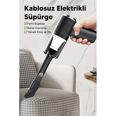 3in1 Çekme - Üfleme Oto-araç - Ev El Tipi Süpürge Usb Şarjlı Mini - Taşınabiliri Hs-22 Bx40