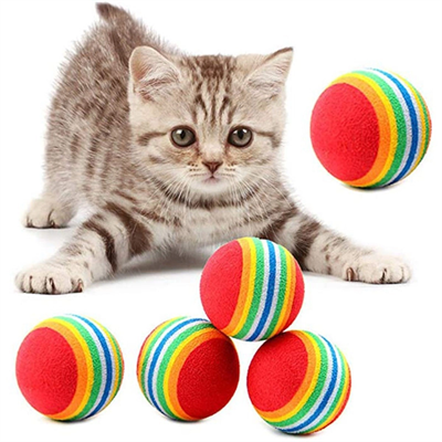 3lü Gökkuşağı Sünger Kedi Köpek Çiğneme Oyun Topu 4,2 Cm Bx40