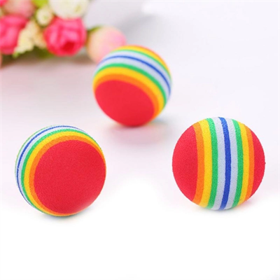 3lü Gökkuşağı Sünger Kedi Köpek Çiğneme Oyun Topu 4,2 Cm Bx40