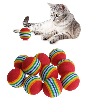 3lü Gökkuşağı Sünger Kedi Köpek Çiğneme Oyun Topu 4,2 Cm Bx40