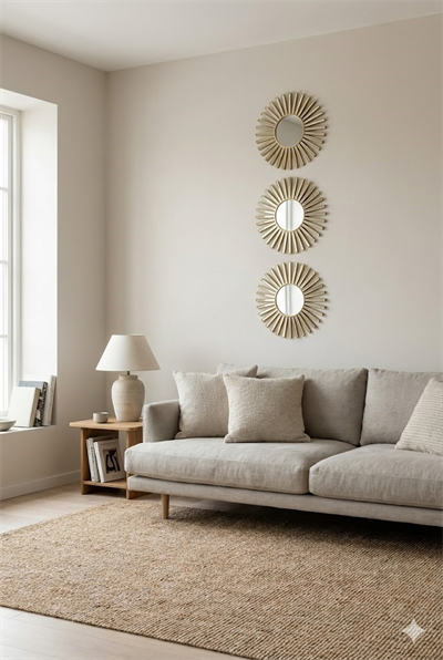 3’lü Gold Güneş Desenli Duvar Aynası Seti 25 cm | Dekoratif Yuvarlak Ayna