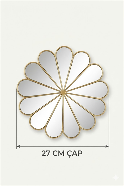3’lü Gold Güneş Desenli Duvar Aynası Seti 25 cm | Dekoratif Yuvarlak Ayna