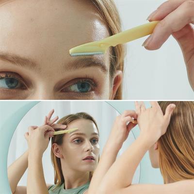 3’lü Kadın Kaş Usturası Seti – Hassas Ciltler İçin Güvenli Yüz Tüy Temizleme Bıçağı (3936)